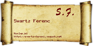 Svartz Ferenc névjegykártya
